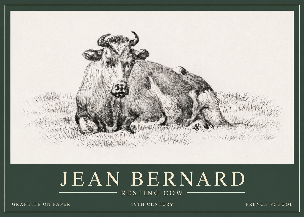 Jean Bernard Resting Cow V No3 - Juliste