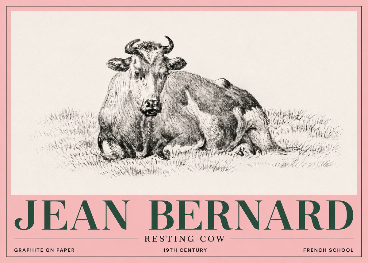 Jean Bernard Resting Cow V No5 - Juliste