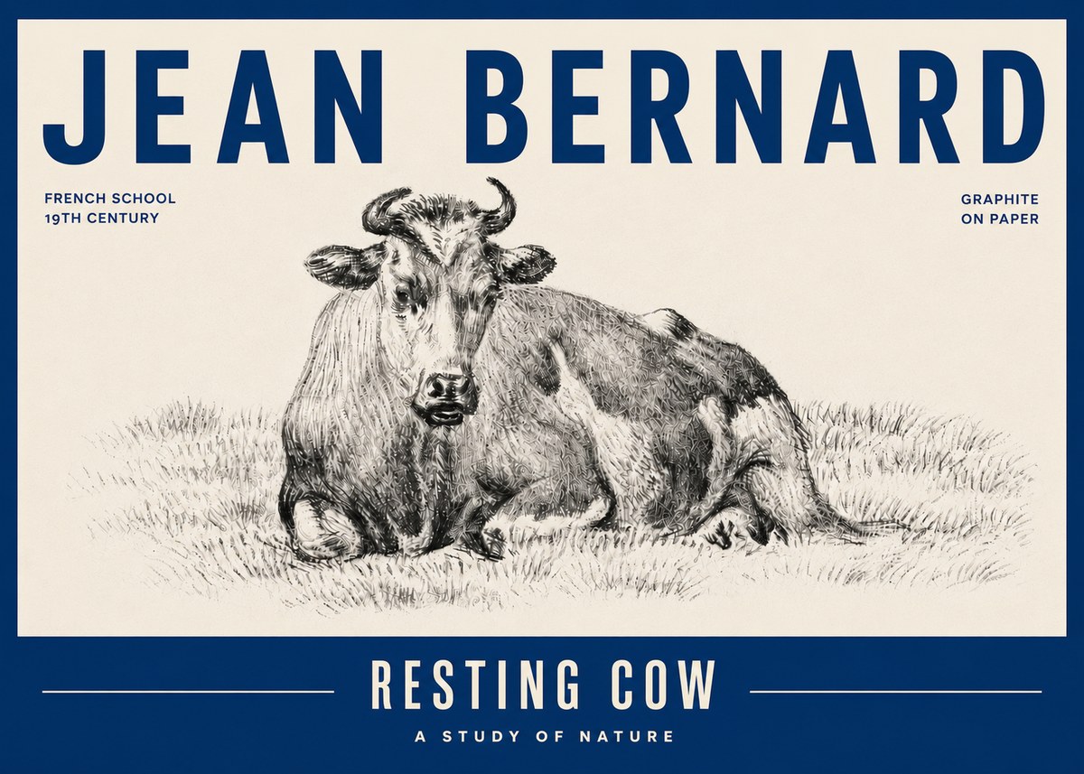 Jean Bernard Resting Cow V No6 - Juliste