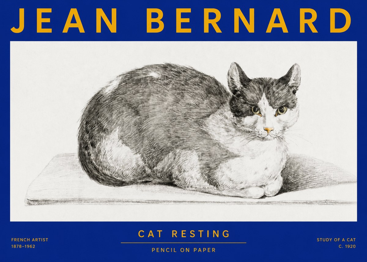 Jean Bernard Cat Study XI No4 - Juliste