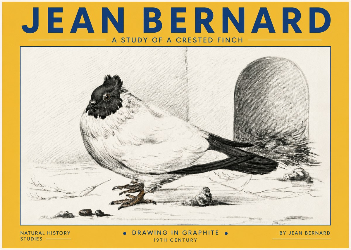 Jean Bernard A Study of a Crested Finch No4 - Juliste
