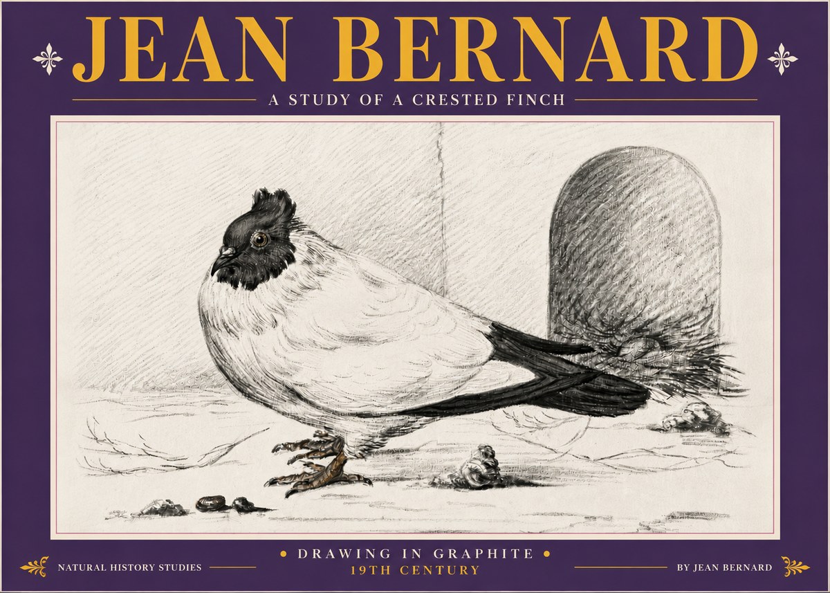 Jean Bernard A Study of a Crested Finch No5 - Juliste