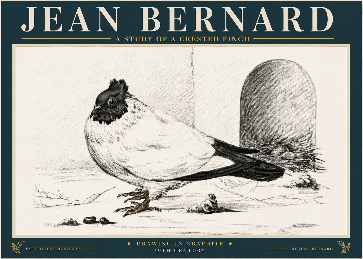 Jean Bernard A Study of a Crested Finch No6 - Juliste