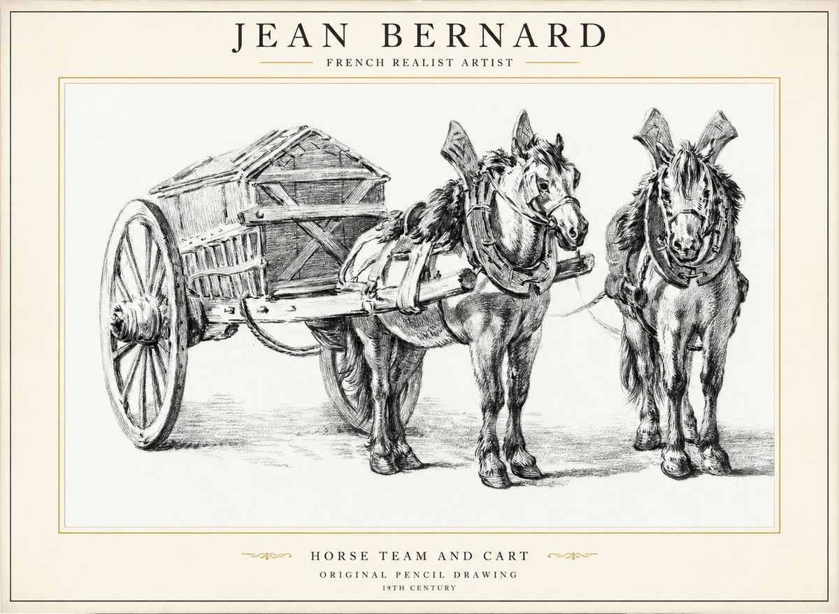 Jean Bernard Horse Team and Cart No1 - Juliste