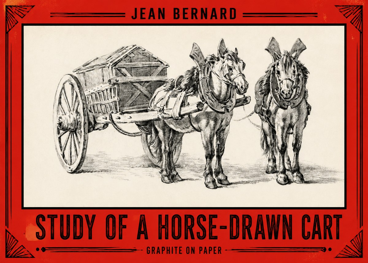 Jean Bernard Horse Team and Cart No3 - Juliste