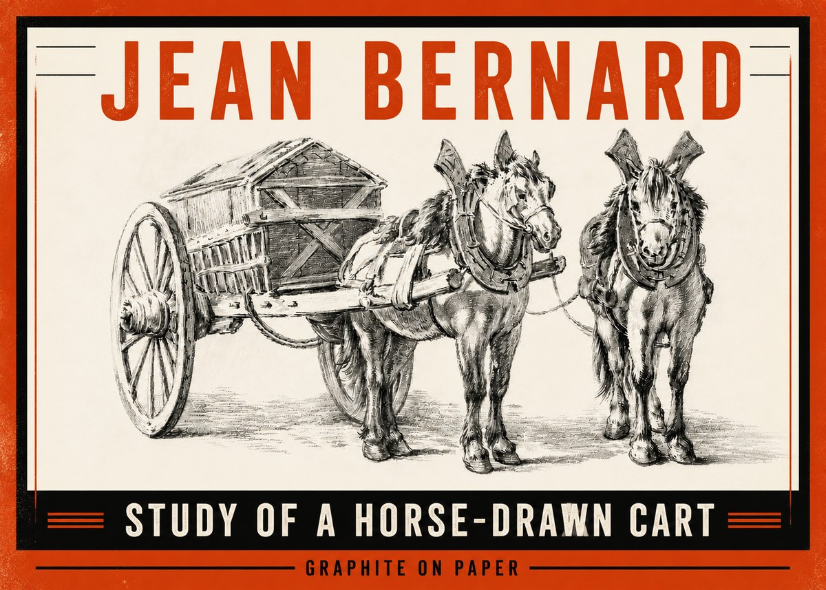 Jean Bernard Horse Team and Cart No5 - Juliste