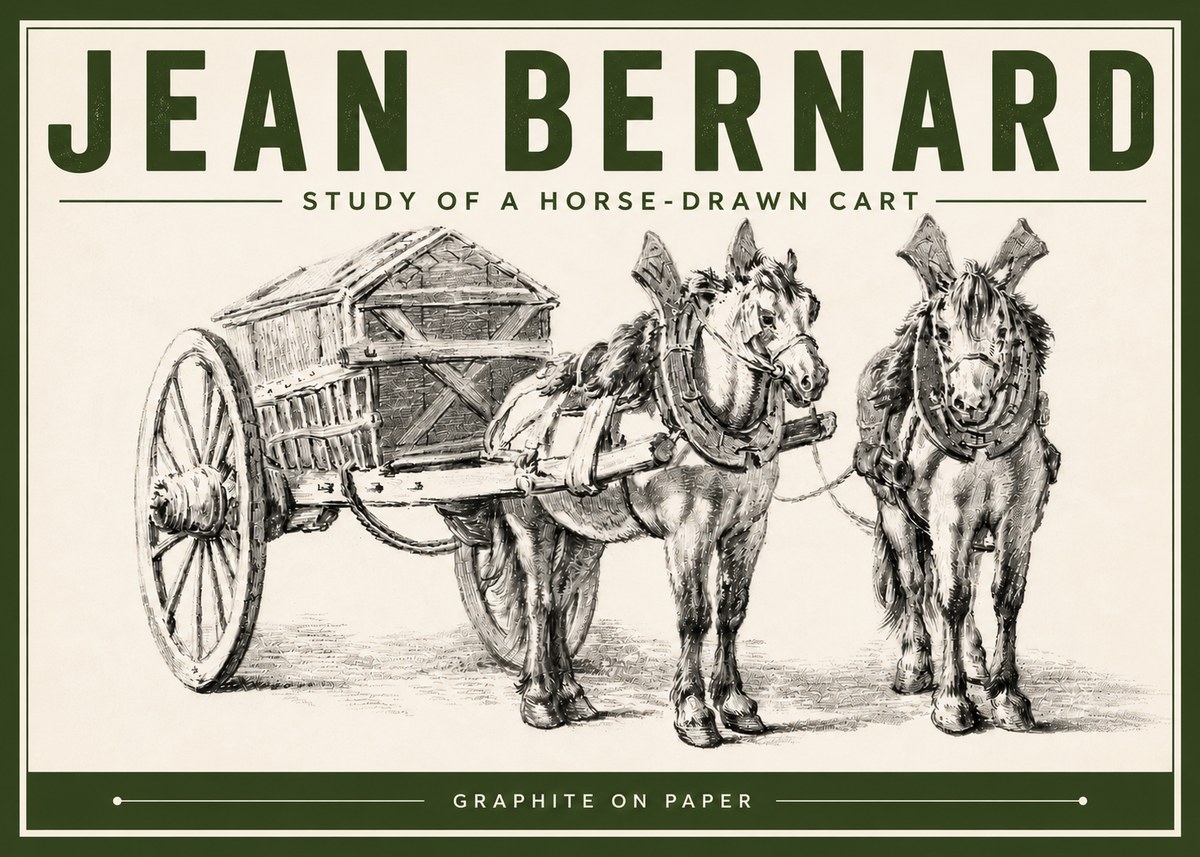 Jean Bernard Horse Team and Cart No6 - Juliste