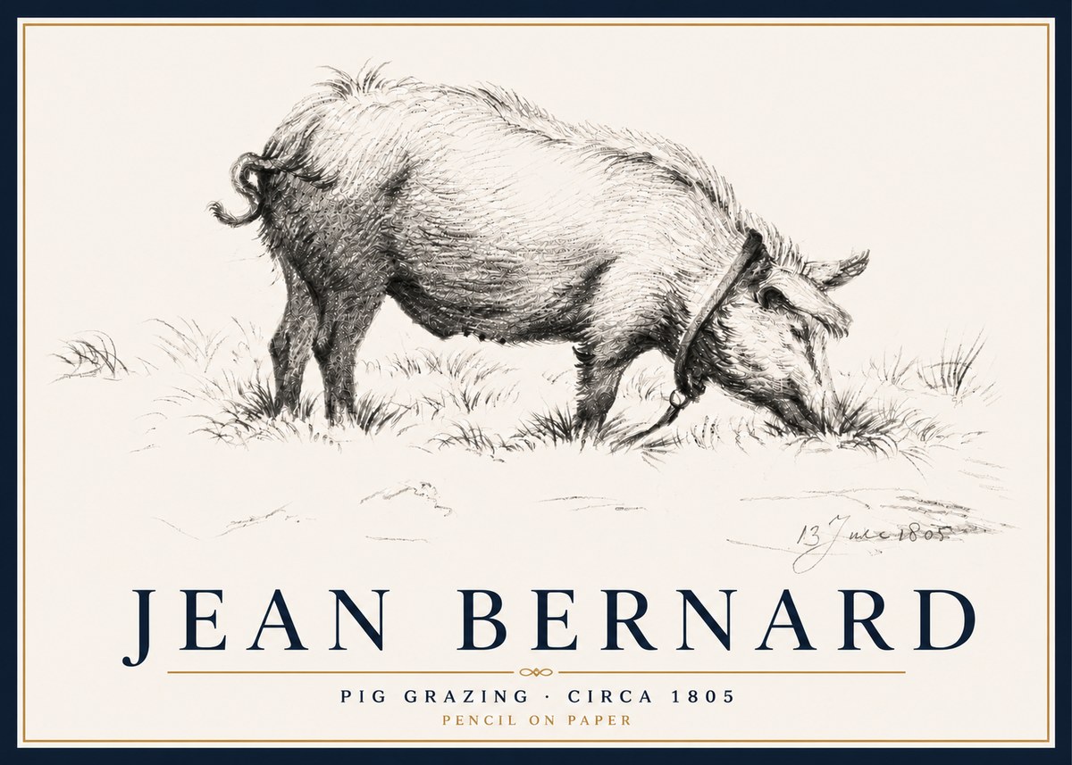 Jean Bernard Pig Grazing No5 - Juliste