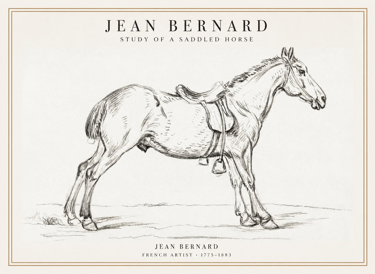 Jean Bernard Study of a Saddled Horse No1 - Juliste