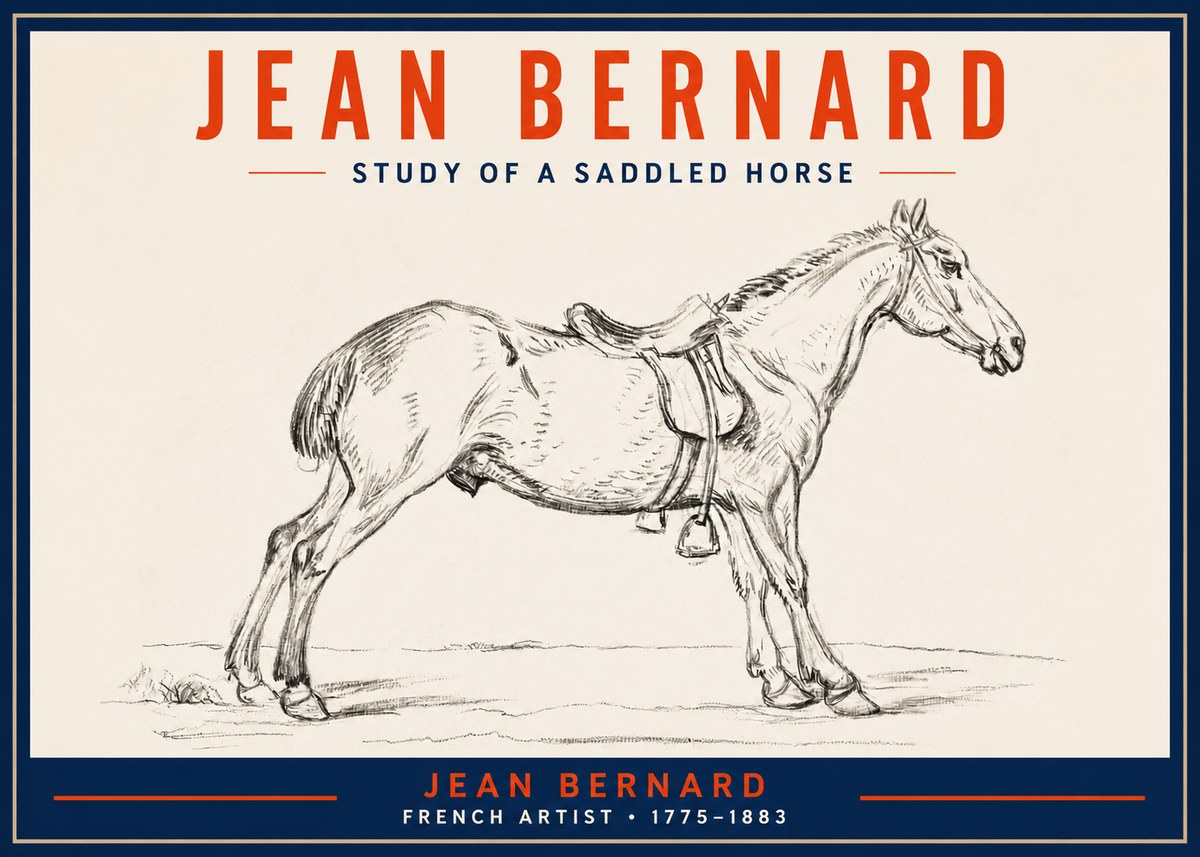 Jean Bernard Study of a Saddled Horse No2 - Juliste