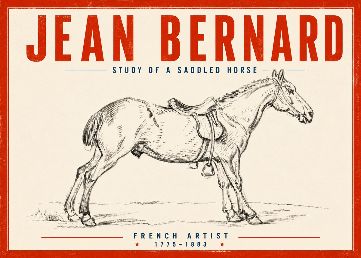 Jean Bernard Study of a Saddled Horse No5 - Juliste