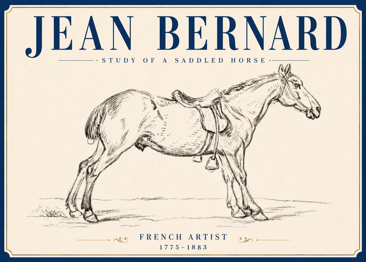 Jean Bernard Study of a Saddled Horse No6 - Juliste