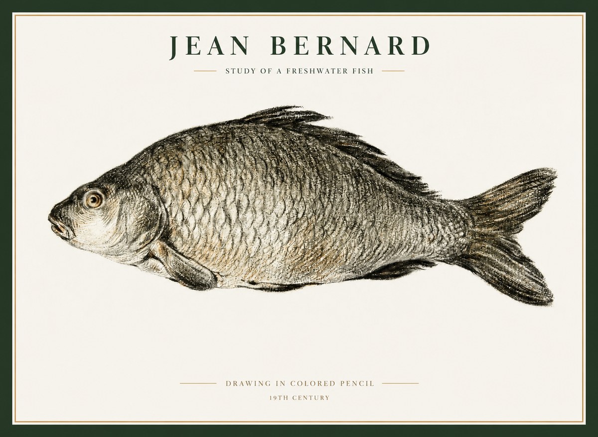 Jean Bernard Study of a Freshwater Fish No1 - Juliste