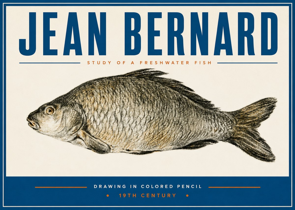 Jean Bernard Study of a Freshwater Fish No3 - Juliste