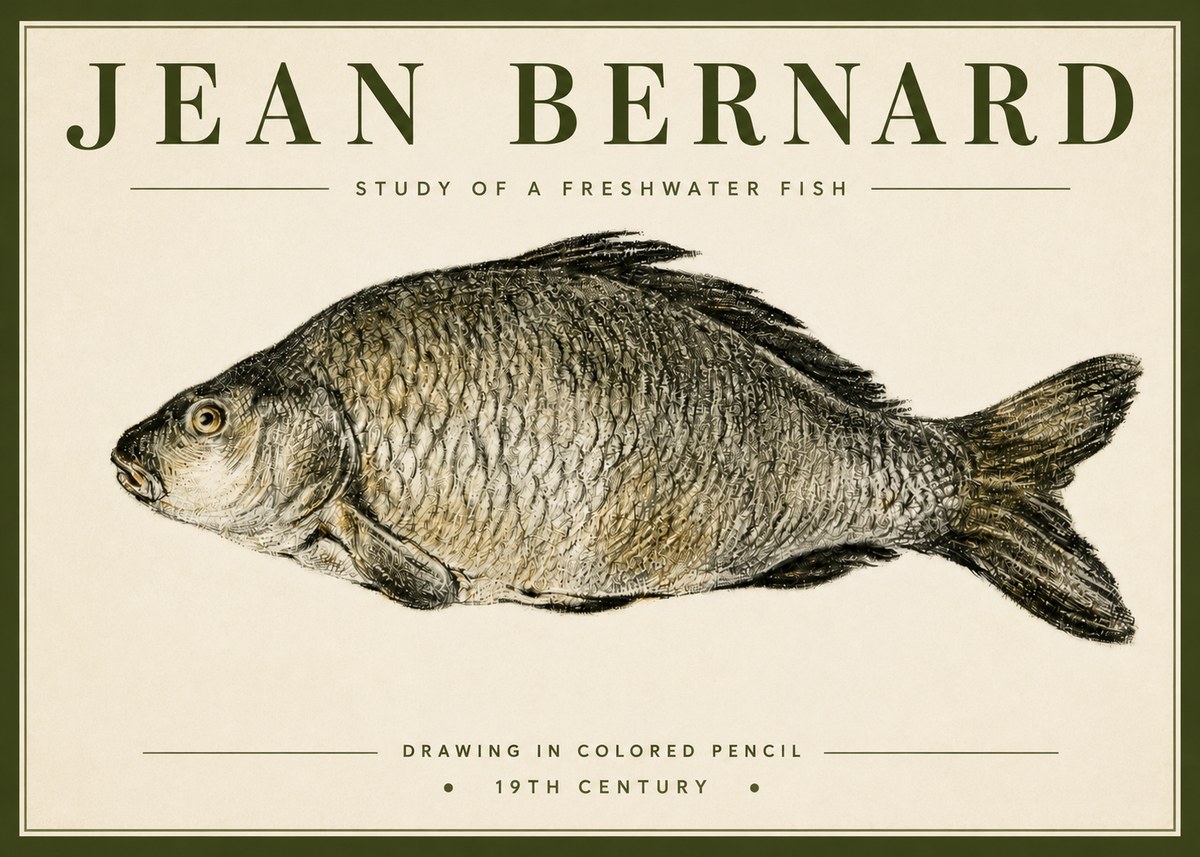 Jean Bernard Study of a Freshwater Fish No4 - Juliste