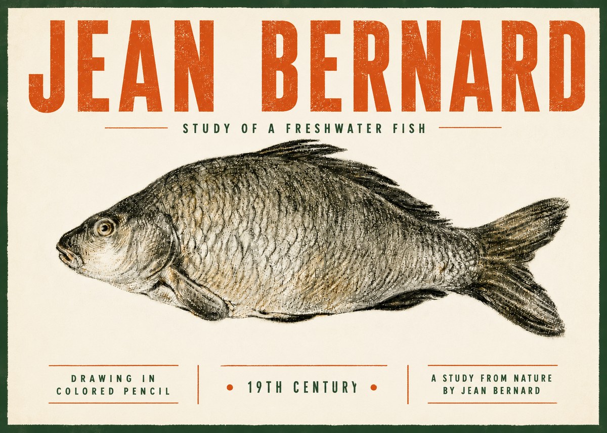 Jean Bernard Study of a Freshwater Fish No5 - Juliste
