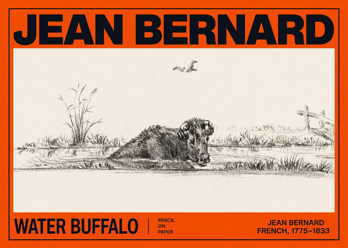 Jean Bernard Study of a Water Buffalo No3 - Juliste