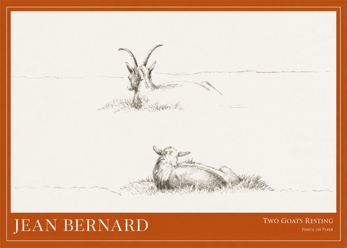 Jean Bernard Two Goats Resting No1 - Juliste