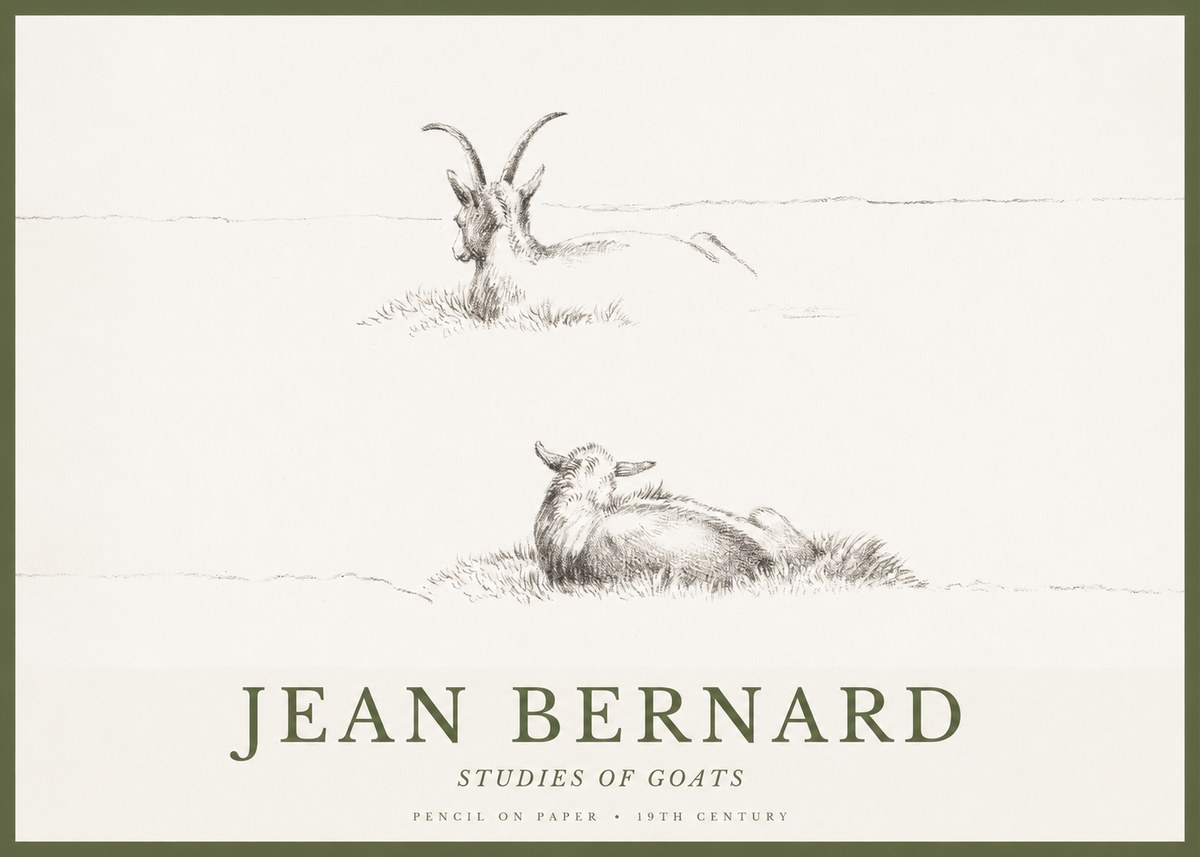 Jean Bernard Two Goats Resting No2 - Juliste