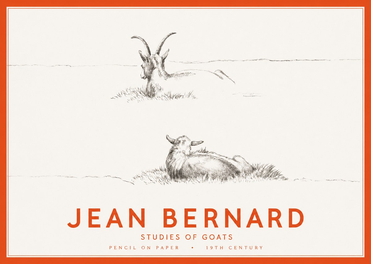 Jean Bernard Two Goats Resting No3 - Juliste