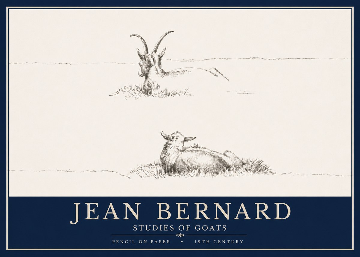 Jean Bernard Two Goats Resting No4 - Juliste