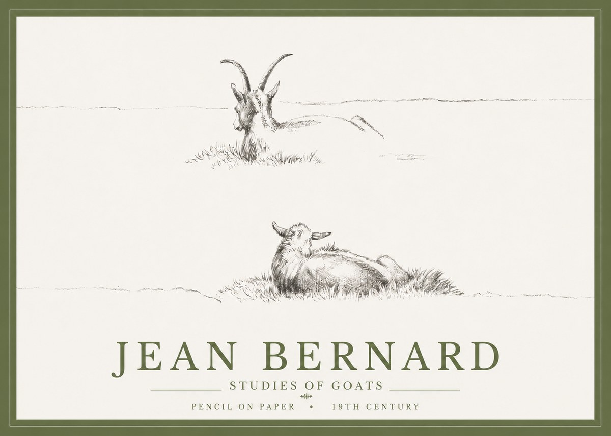 Jean Bernard Two Goats Resting No5 - Juliste