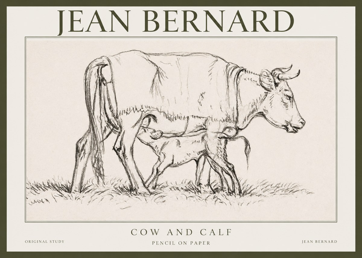 Jean Bernard Cow and Calf II No1 - Juliste