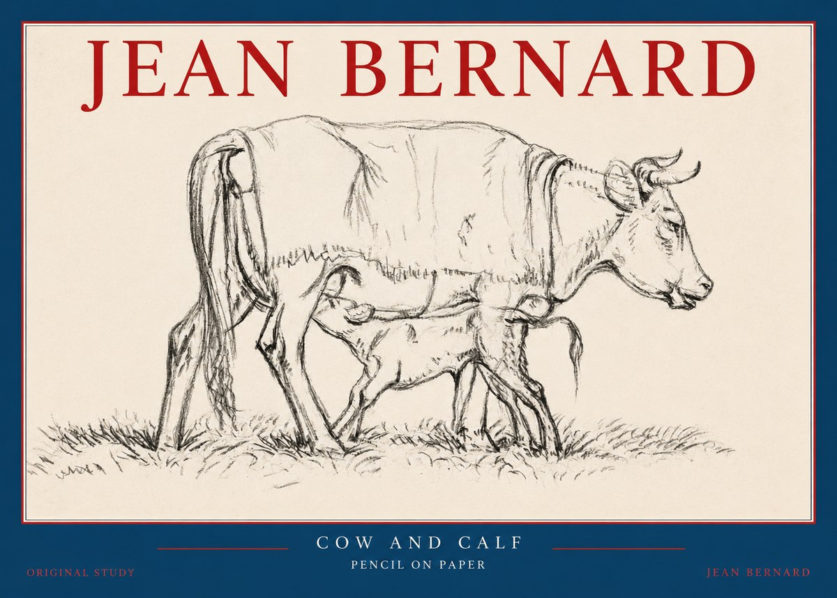 Jean Bernard Cow and Calf II No2 - Juliste
