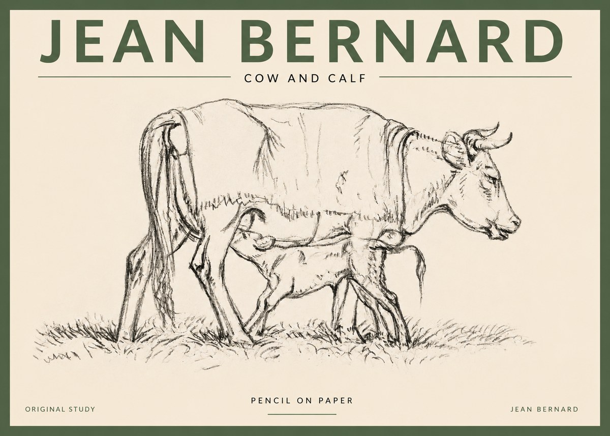 Jean Bernard Cow and Calf II No3 - Juliste