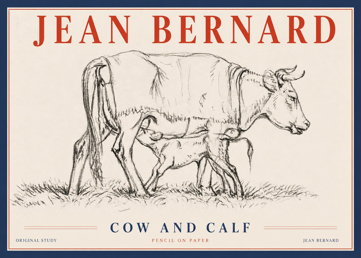 Jean Bernard Cow and Calf II No4 - Juliste