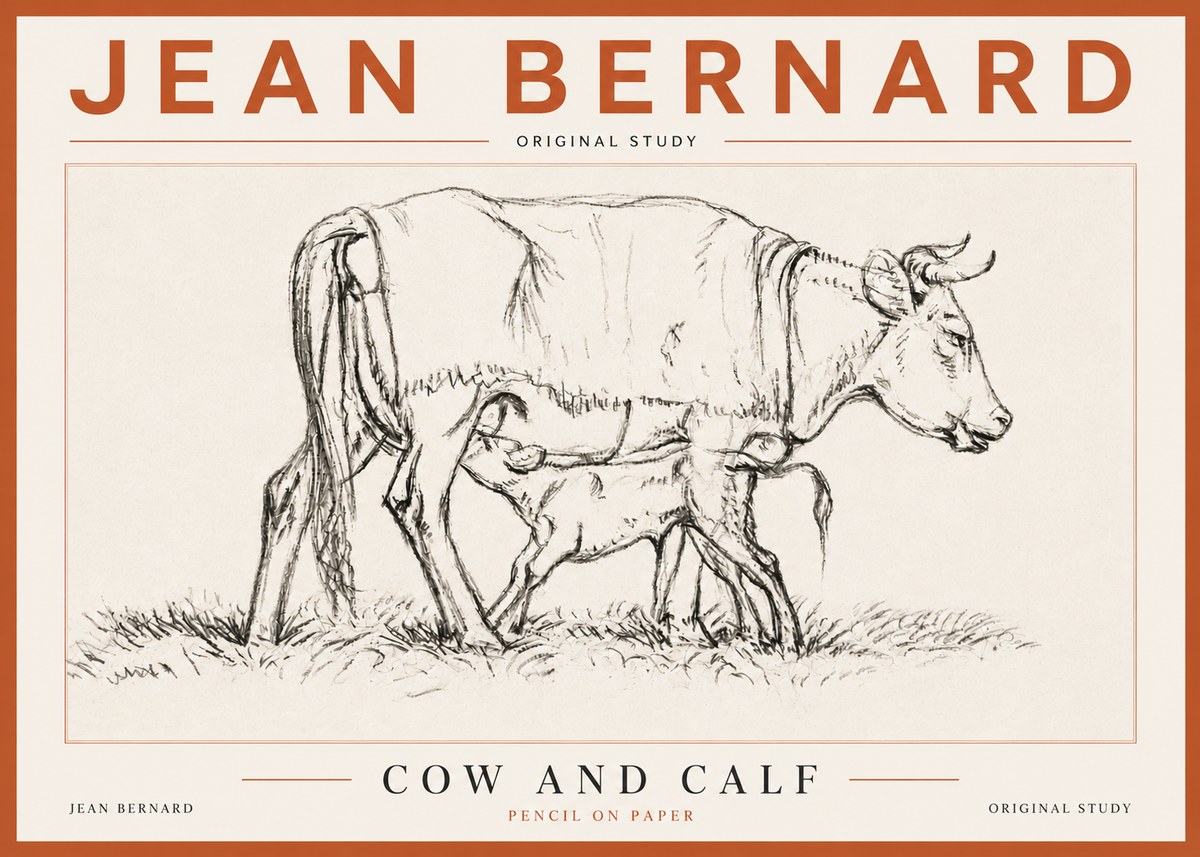 Jean Bernard Cow and Calf II No5 - Juliste
