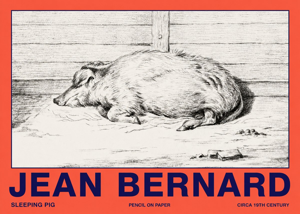 Jean Bernard Sleeping Pig I No2 - Juliste
