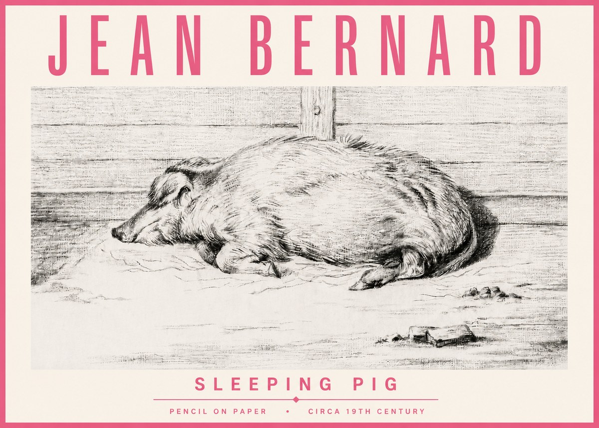 Jean Bernard Sleeping Pig I No4 - Juliste