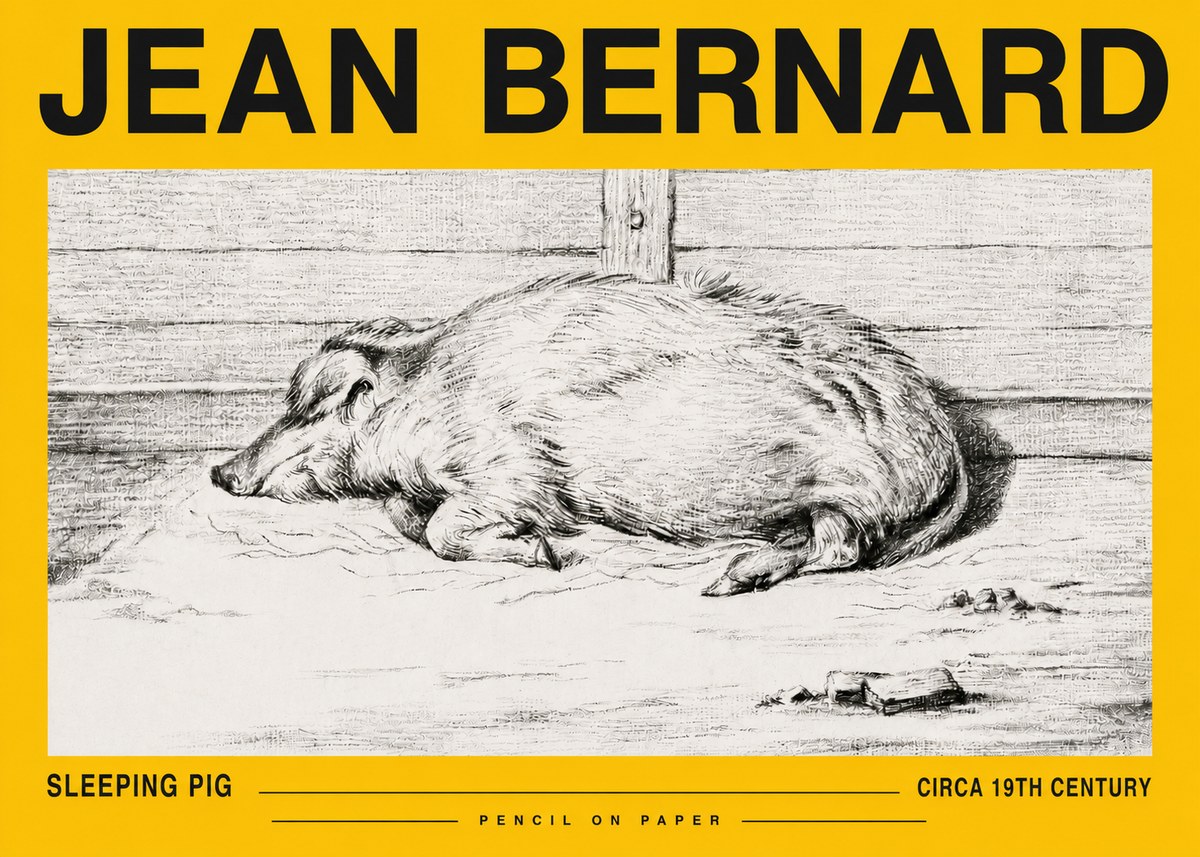 Jean Bernard Sleeping Pig I No5 - Juliste