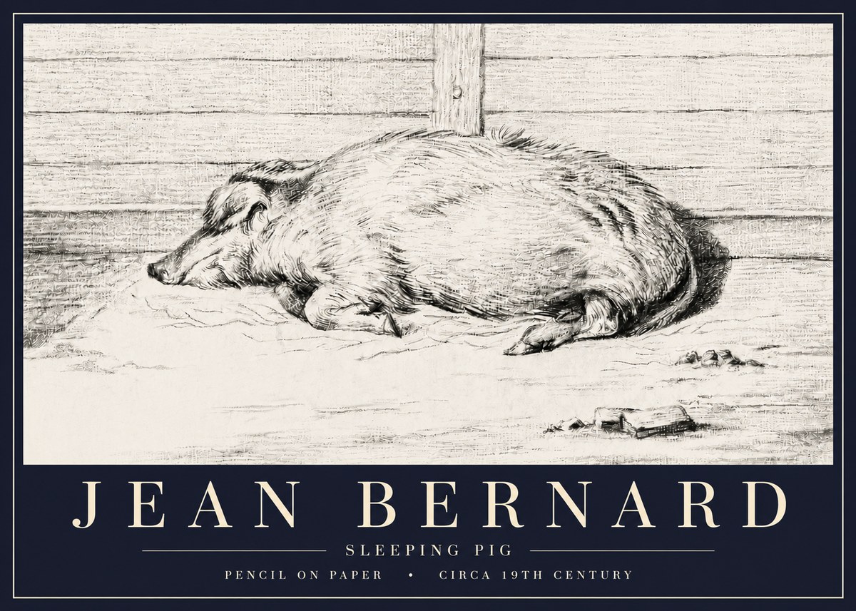 Jean Bernard Sleeping Pig I No6 - Juliste