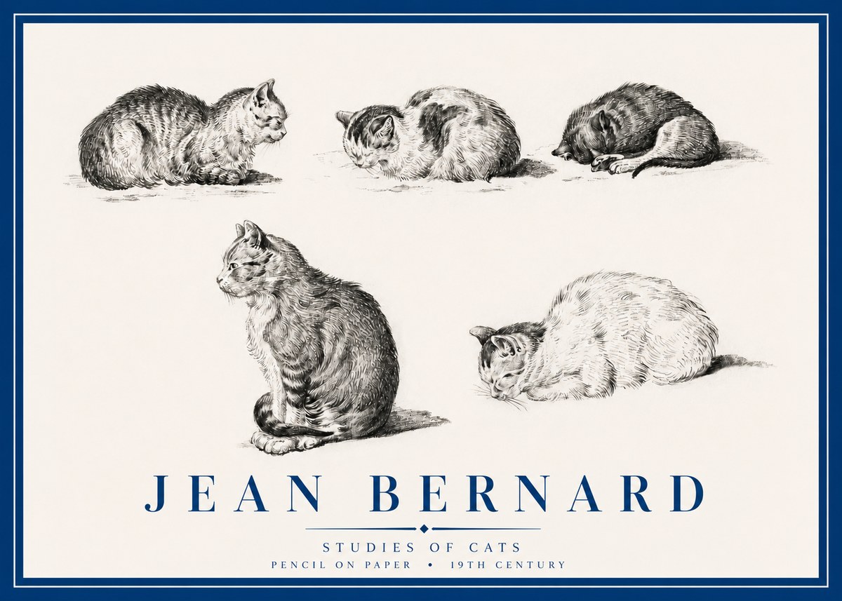Jean Bernard Studies of Cats No3 - Juliste