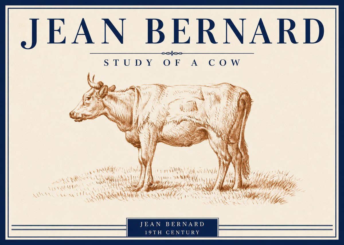 Jean Bernard Study of a Cow XIX No5 - Juliste