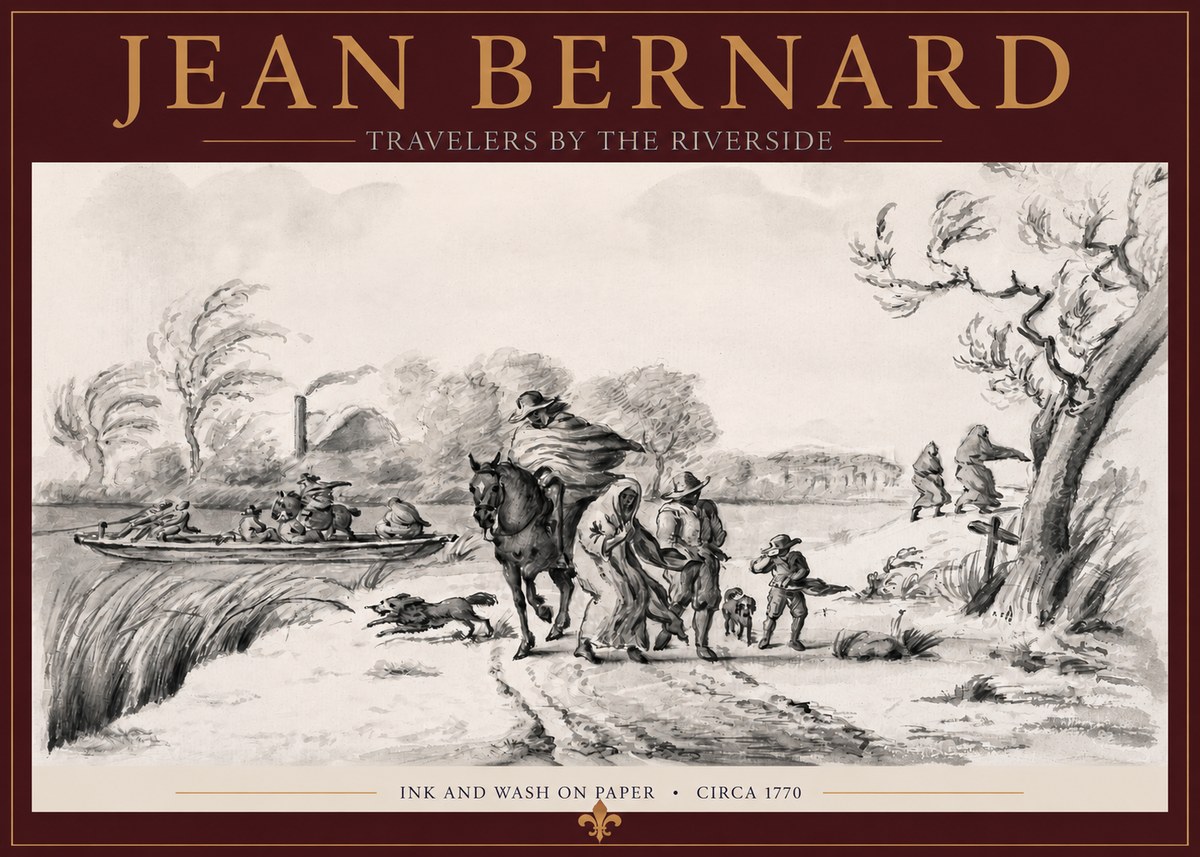 Jean Bernard Travelers by the Riverside No2 - Juliste