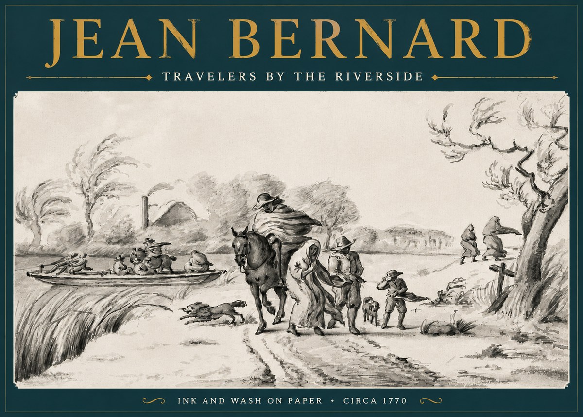 Jean Bernard Travelers by the Riverside No4 - Juliste