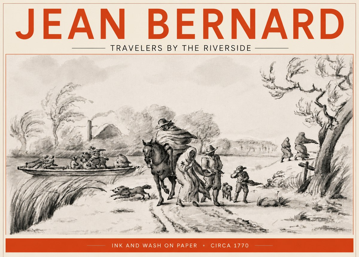 Jean Bernard Travelers by the Riverside No5 - Juliste