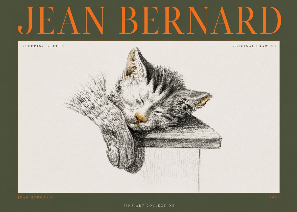 Jean Bernard Sleeping Kitten No2 - Juliste