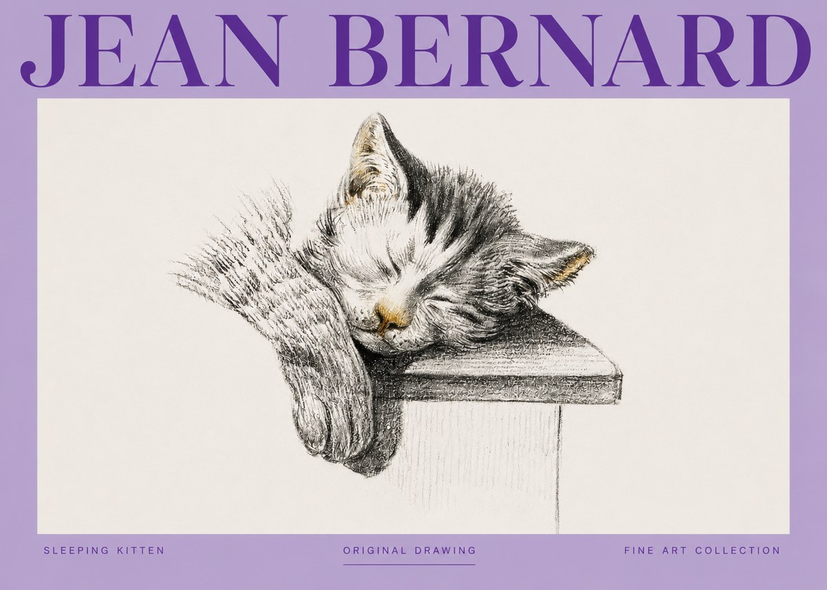 Jean Bernard Sleeping Kitten No3 - Juliste