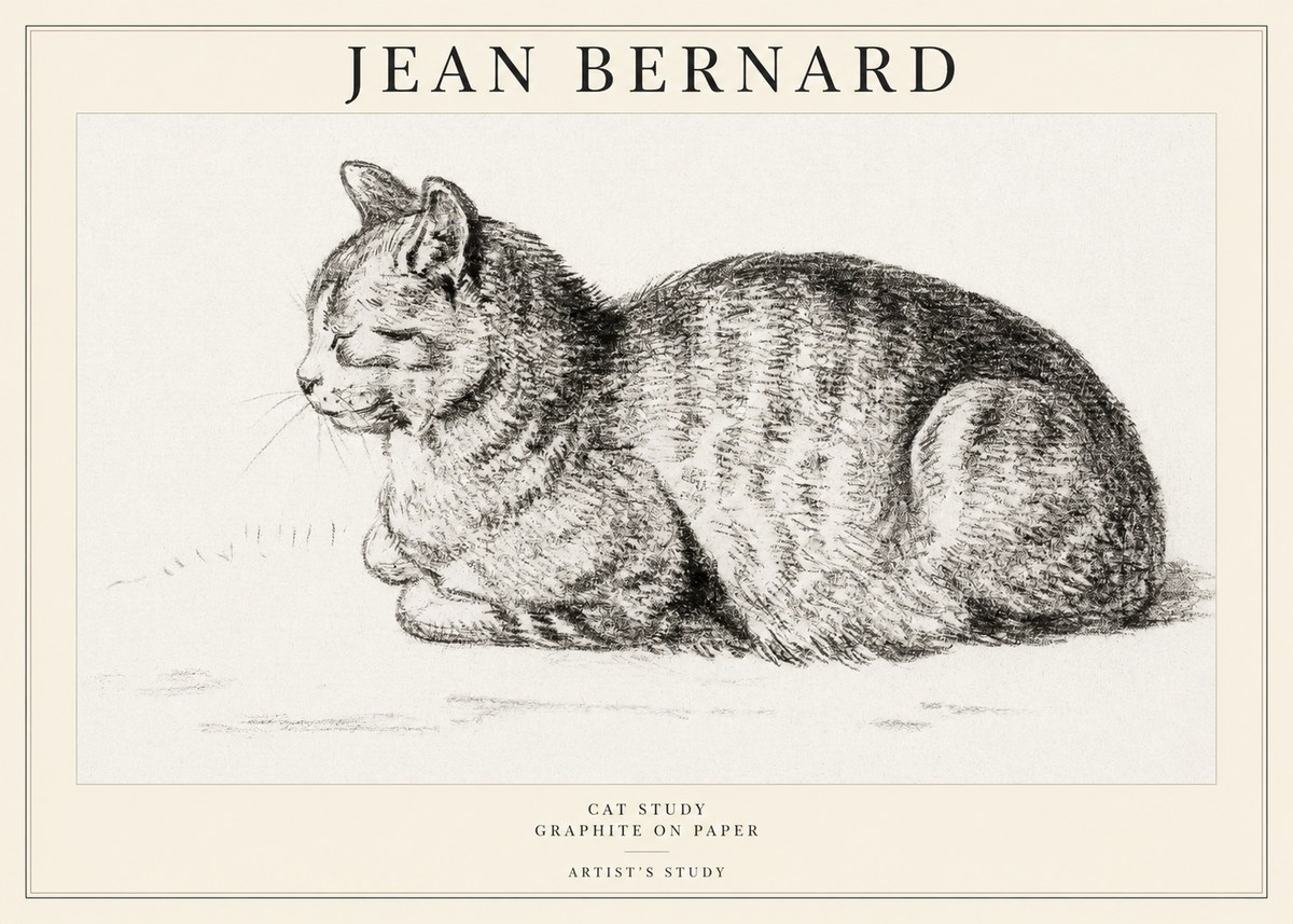 Jean Bernard Cat Study XII No1 - Juliste
