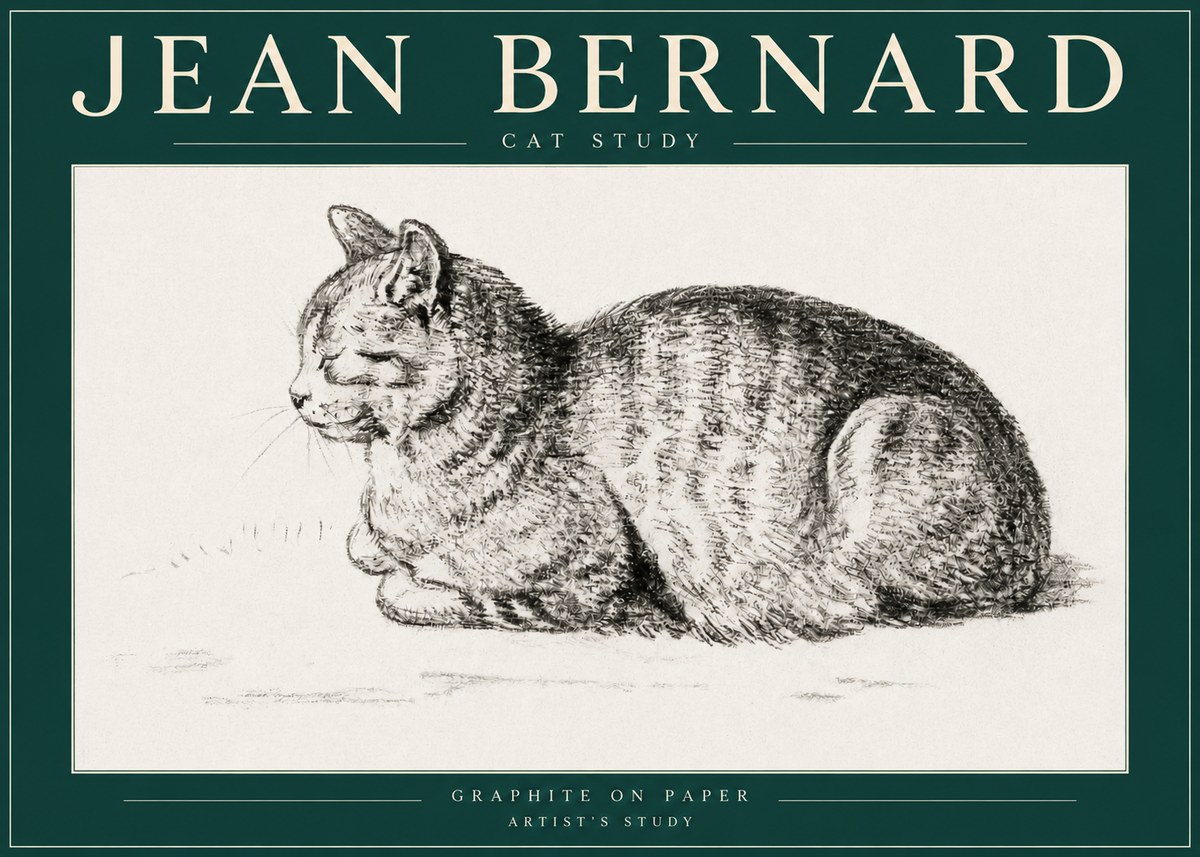 Jean Bernard Cat Study XII No3 - Juliste