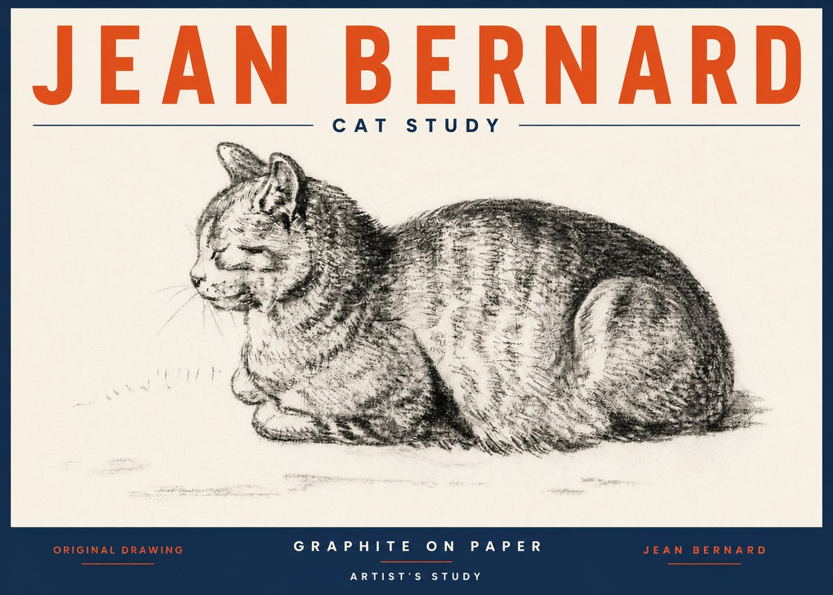 Jean Bernard Cat Study XII No5 - Juliste