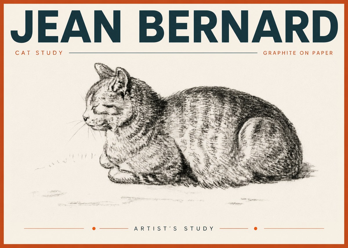 Jean Bernard Cat Study XII No6 - Juliste