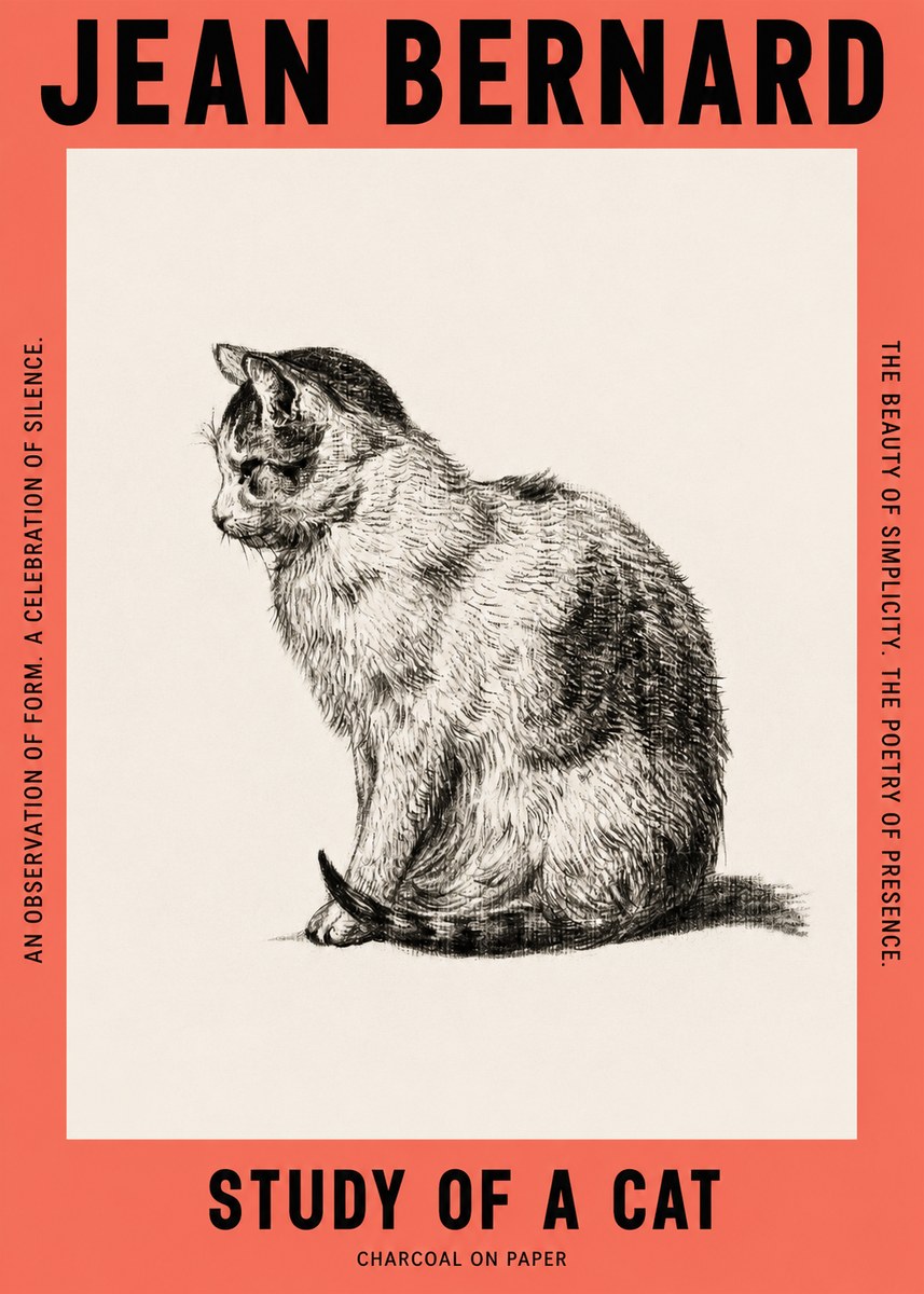 Jean Bernard Study of a Cat IV No2 - Juliste
