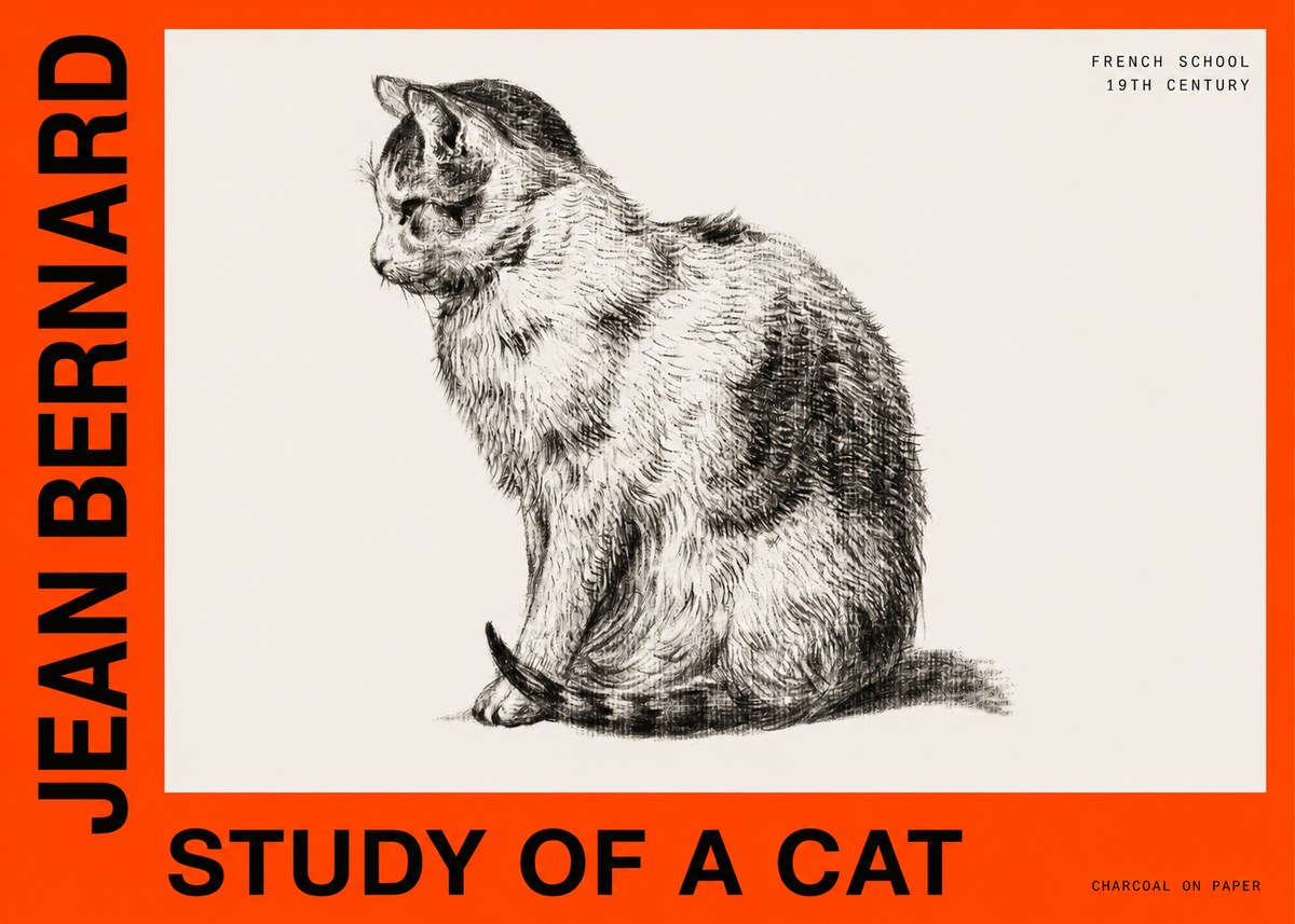 Jean Bernard Study of a Cat IV No6 - Juliste