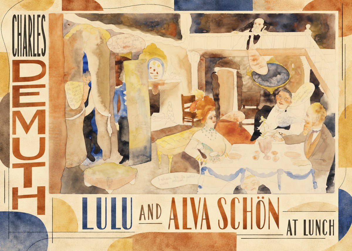 Charles Demuth Lulu and Alva Schön at Lunch No5 - Juliste
