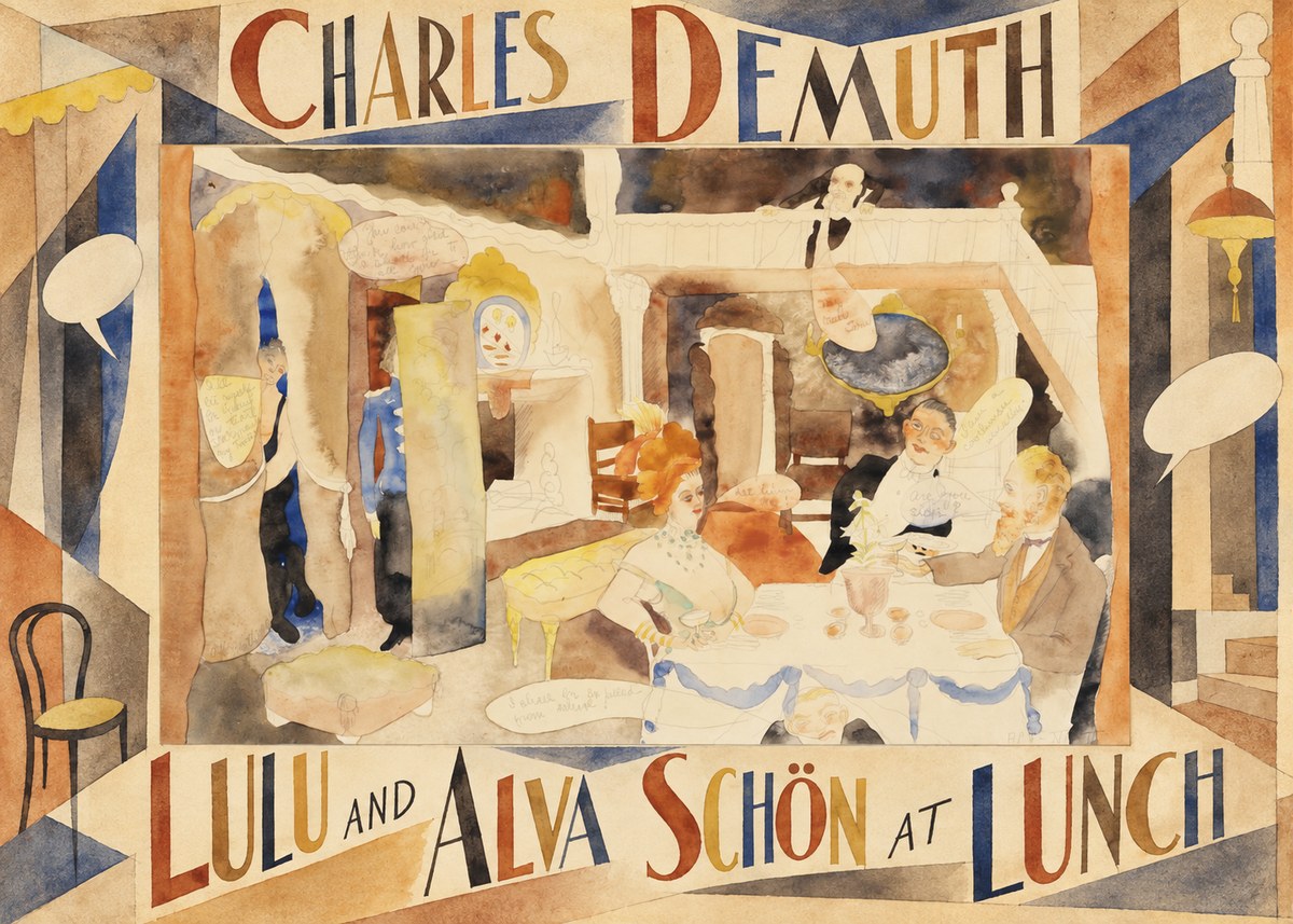 Charles Demuth Lulu and Alva Schön at Lunch No6 - Juliste